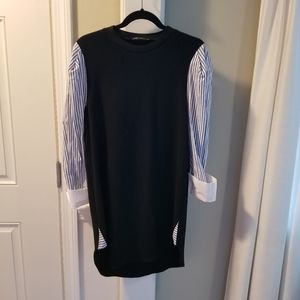 ZARA WOMAN MENSWEAR STYLE BLK TUNIC STRIPE SLEEVES